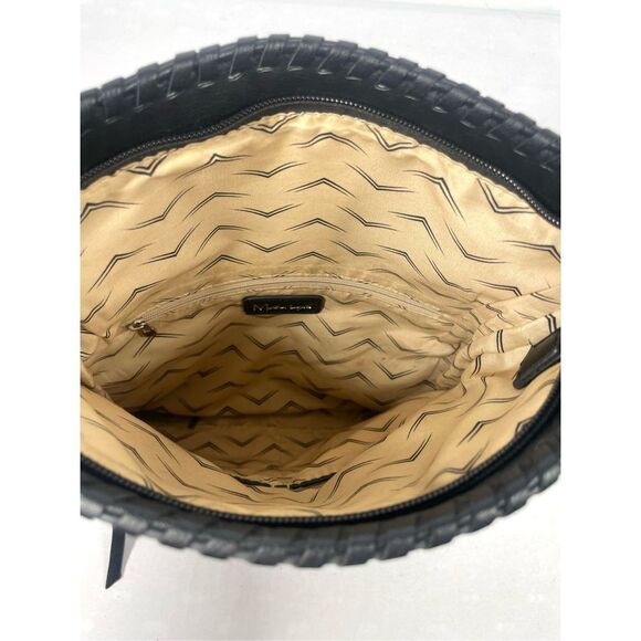 Moda Luxe Black Faux Leather Fold Over Clutch Bag Purse No Crossbody Strap - Picture 4 of 5